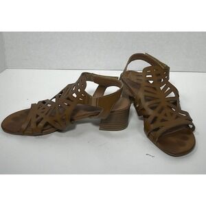 Baretraps Velvet Strappy Sandal Women's Sz 8M Brown Leather Block Heel‎ Comfort